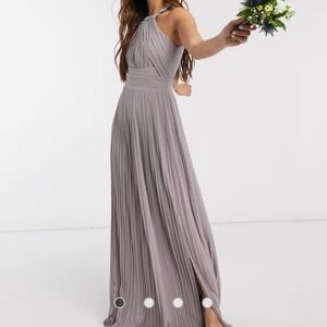 ASOS TFNC Blush Pleated Maxi Dress Size 8 Elegant Formal